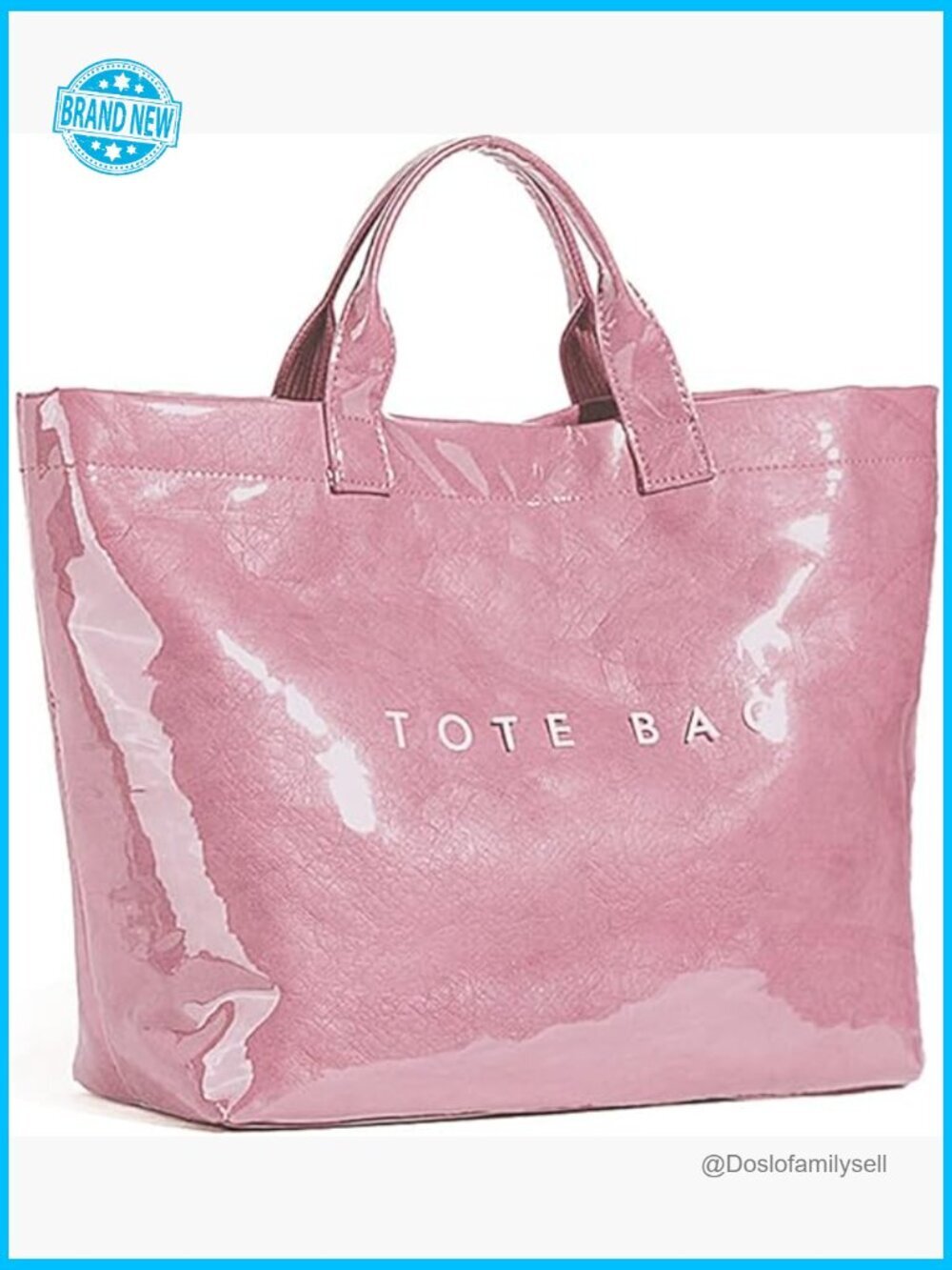 Large PVC Tote Bag Clear Shopping Handbag Letter Print Tear-Resistant Travel